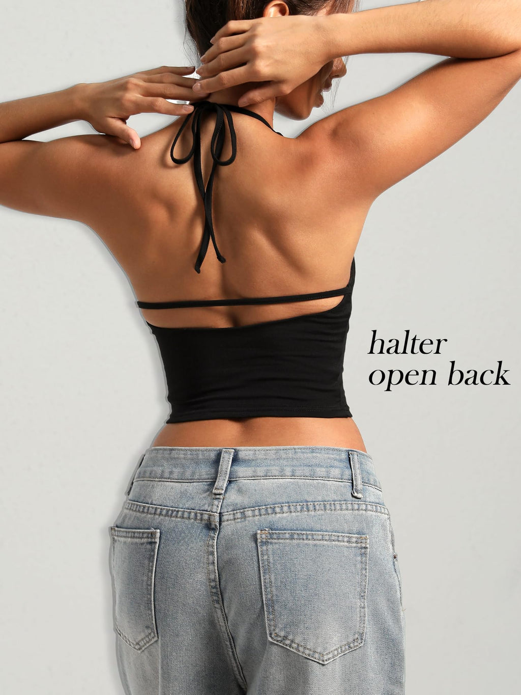 Navneet Women Y2K High Neck Tie Backless Halter Crop Top Open Back Sleeveless Going Out Tank Top