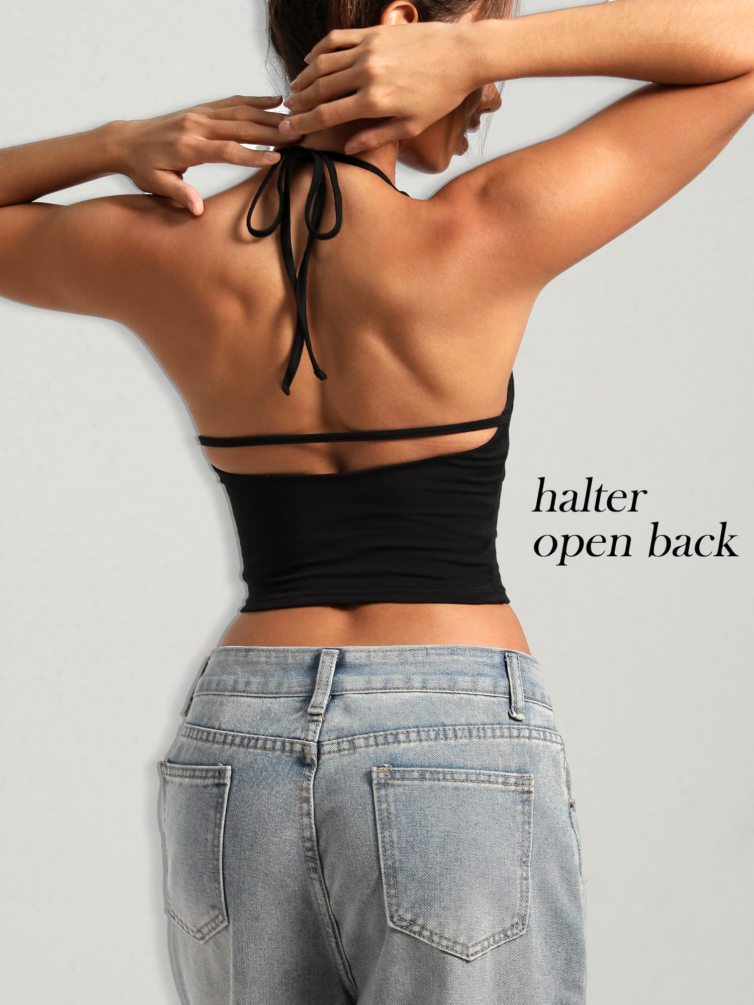 Navneet Women Y2K High Neck Tie Backless Halter Crop Top Open Back Sleeveless Going Out Tank Top