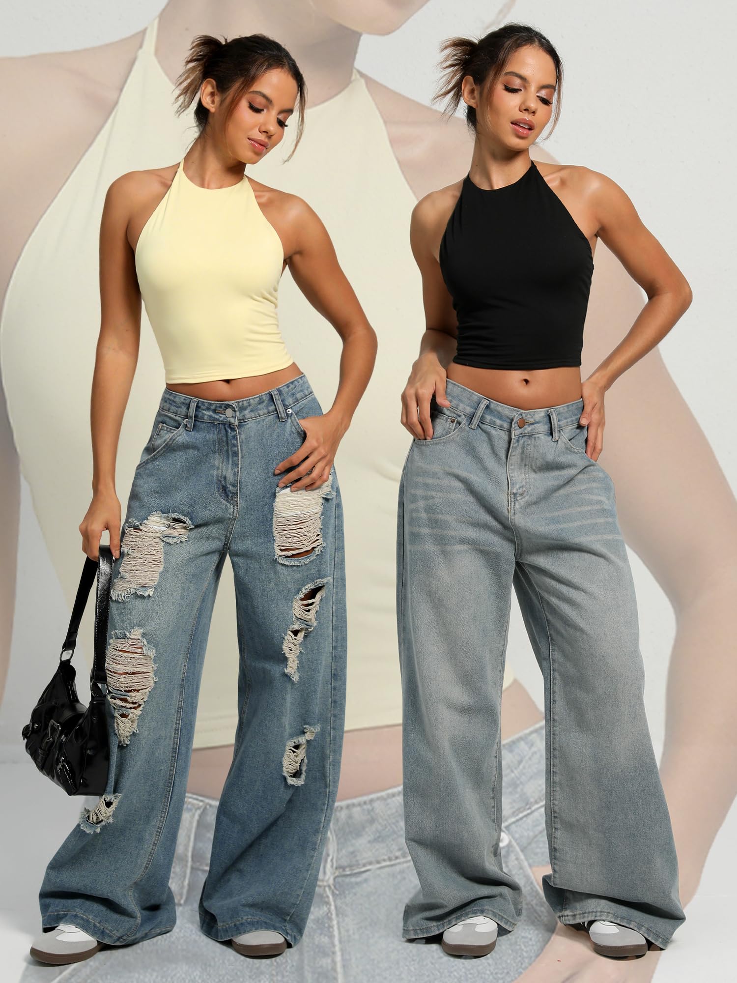 Navneet Women Y2K High Neck Tie Backless Halter Crop Top Open Back Sleeveless Going Out Tank Top