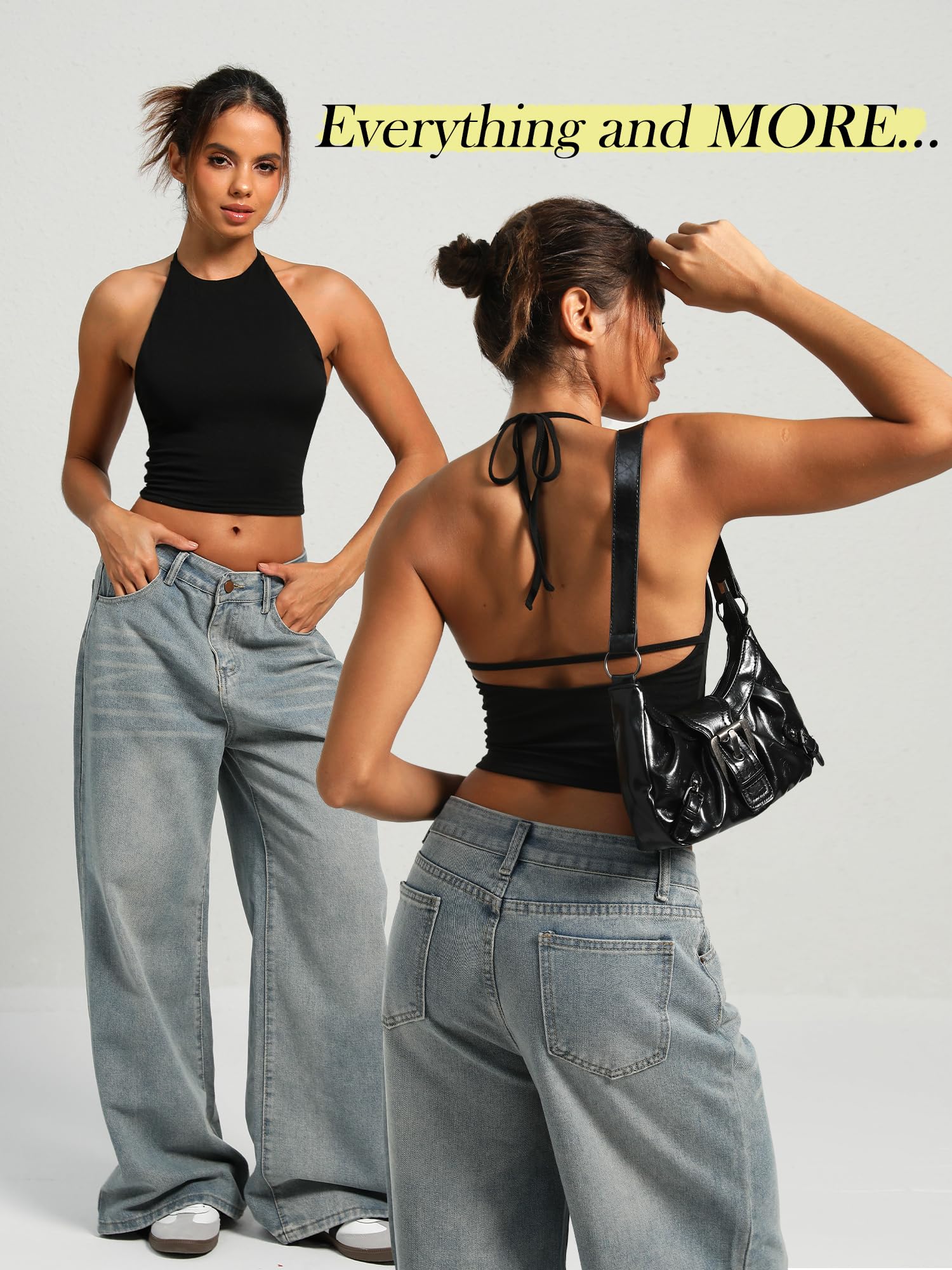 Navneet Women Y2K High Neck Tie Backless Halter Crop Top Open Back Sleeveless Going Out Tank Top
