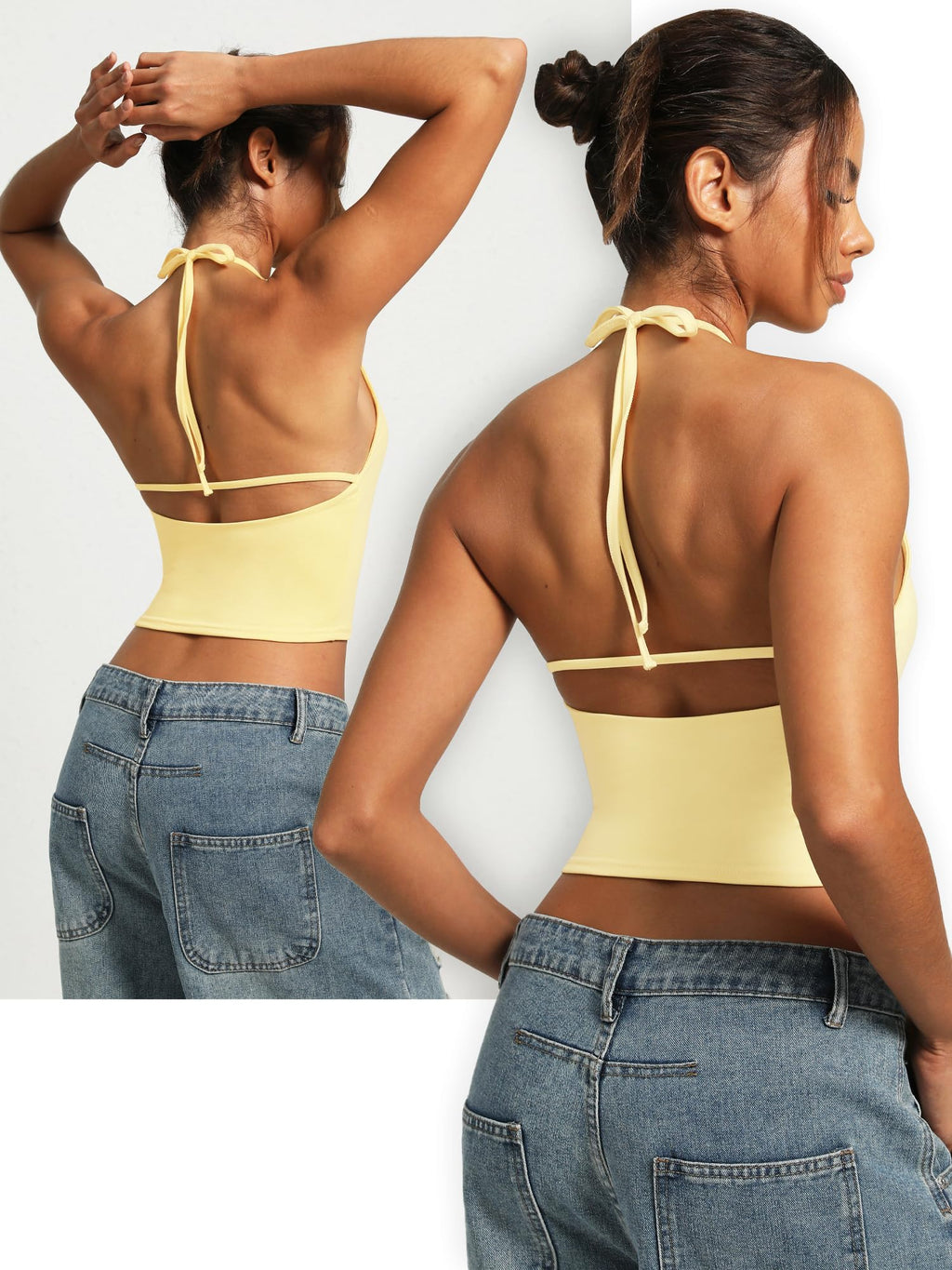 Navneet Women Y2K High Neck Tie Backless Halter Crop Top Open Back Sleeveless Going Out Tank Top