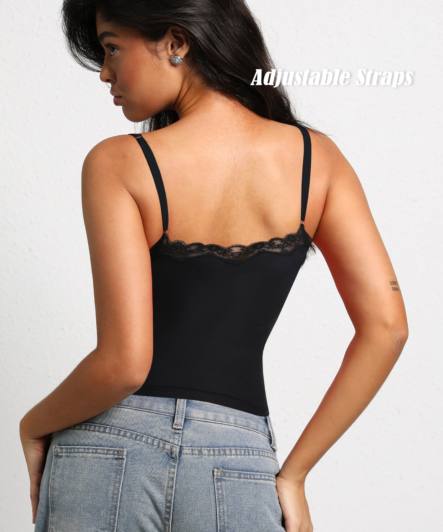 Navneet Women Sexy Lace Trim Spaghetti Strap Camisole Tank Top Y2K Going Out Crop Cami Top Date Night Rave Tops