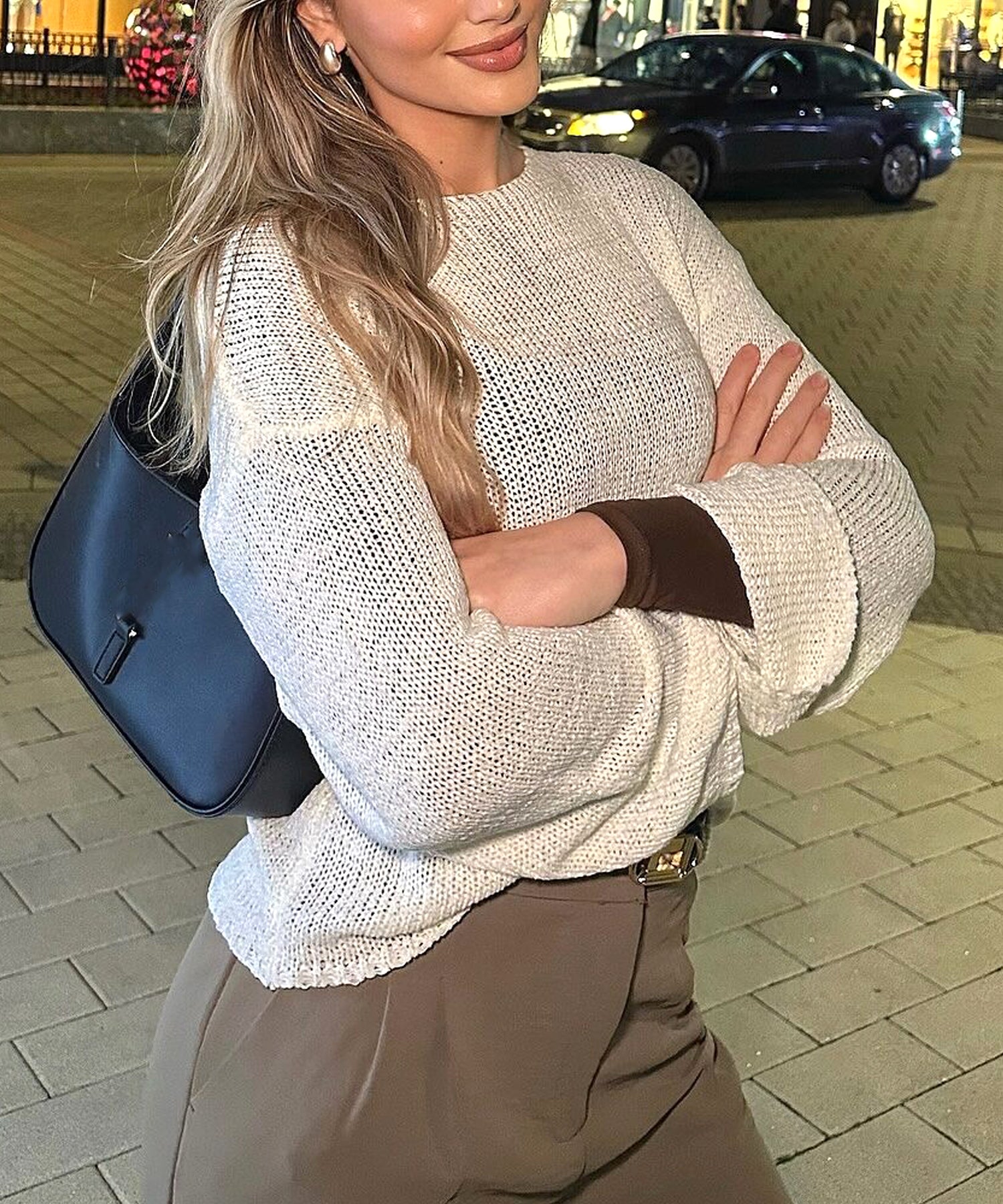 Navneet Women Boat Neck Long Sleeve Lightweight Sheer Sweater Pullover See Through Knit Poncho Top